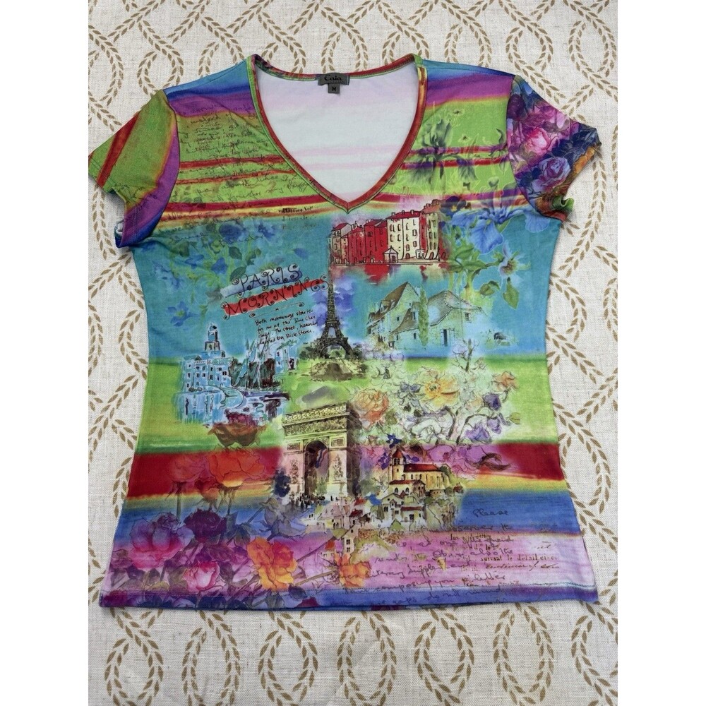 Caia Paris Morning Abstract Colorful Vintage 90s y2k Top Medium